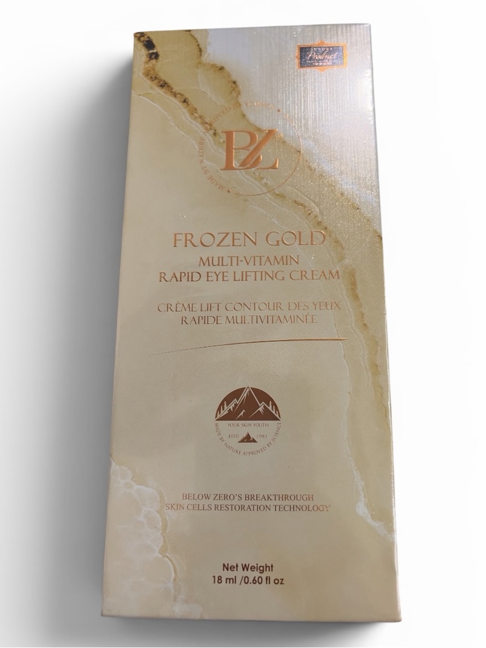 BelowZero FROZEN GOLD Multi-Vitamin Rapid Eye Lifting Cream - Gold